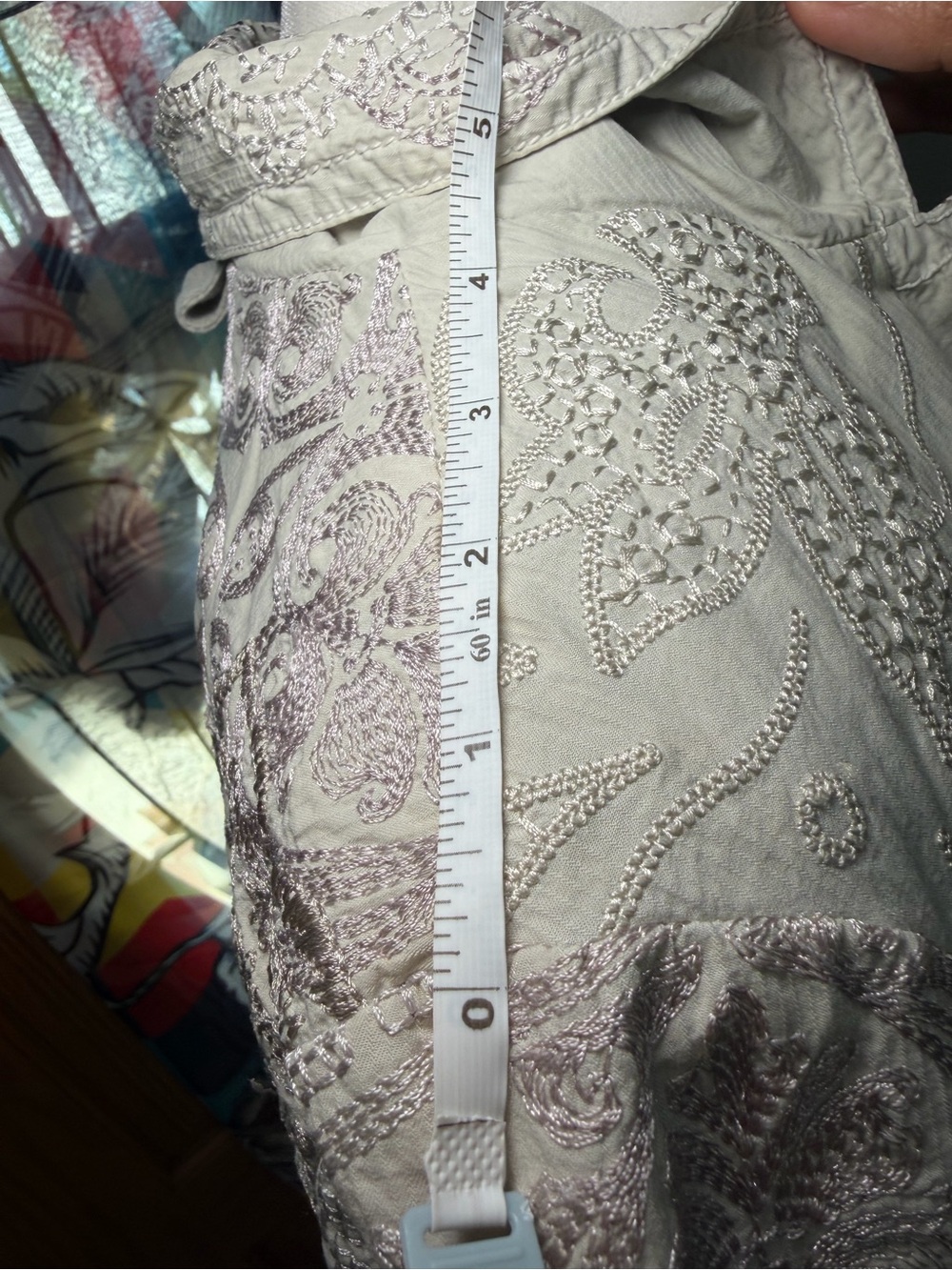 Johnny Was BIYA XS Embroidered Long Coat Duster Jacket Boho Ivory Gray - Picture 12 of 16